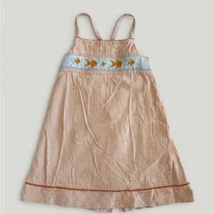 Charming Tan and Blue Kids Casual Dress